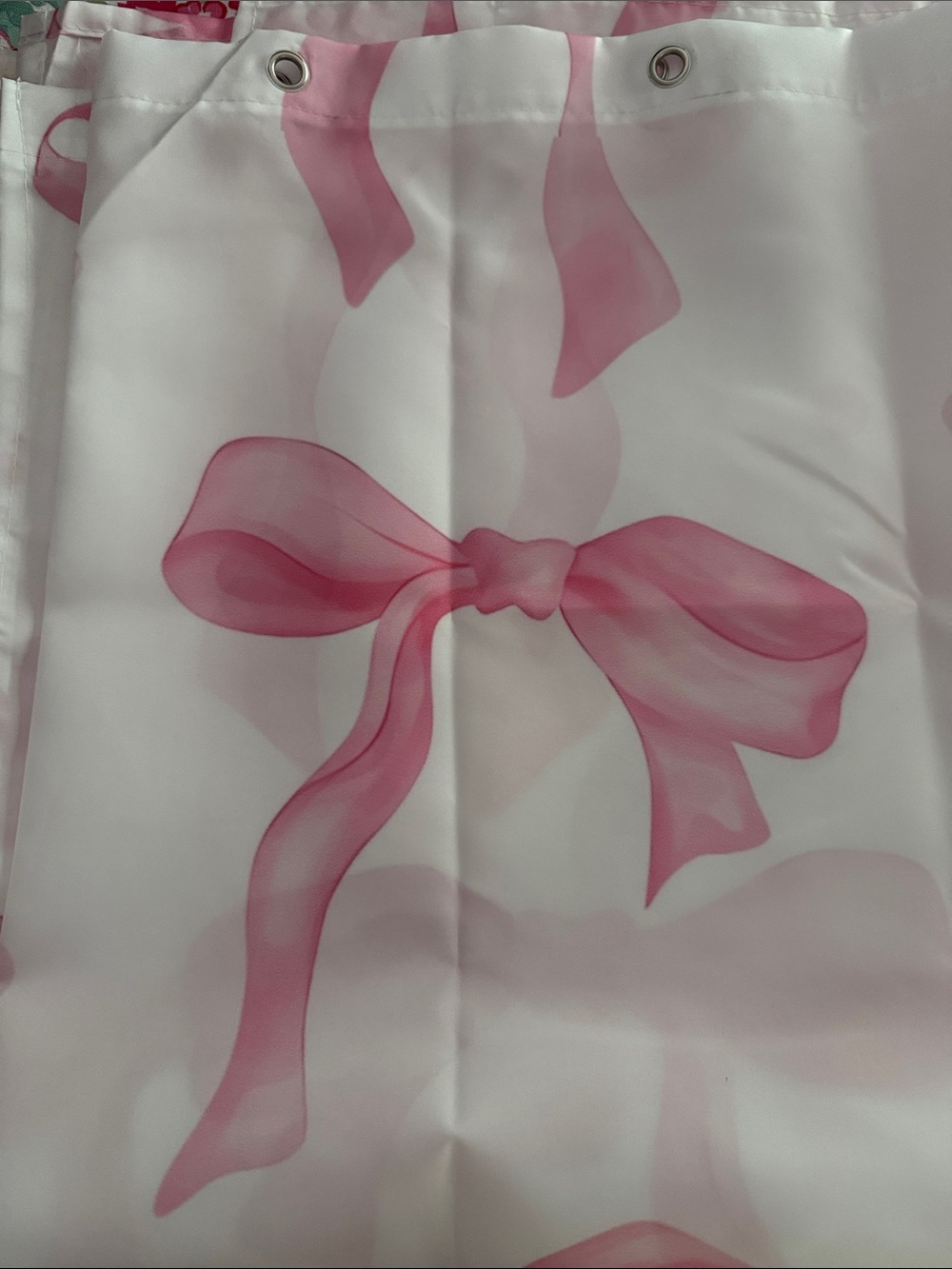 Pink Bow Shower Curtain Panel